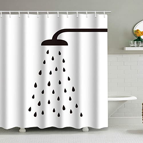 Rumlly Einfache Linie Sprinkler-Druck Badezimmer-Duschvorhang, wasserdichter Badezimmer-Trennvorhang mit Haken, niedliche Kindervorhänge, 80 x 200 cm (31 x 71 Zoll) von Rumlly