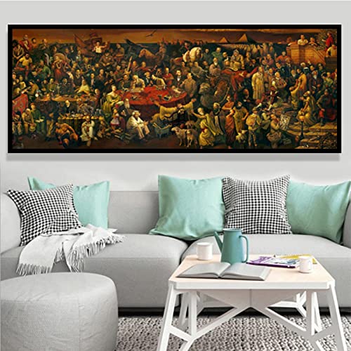 Rumlly Famous Painting Discussing Divine Comedy Canvas Artwork Character Poster and Print Wall Art Pictures For Living Room Decor 40x120cm Frameless von Rumlly