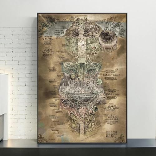 Rumlly Made In Abyss Map Poster And Prints Anime Painting On Canvas Wall Art Picture For Home Decor Living Room Decoration Cuadros 80x120cm No Frame von Rumlly