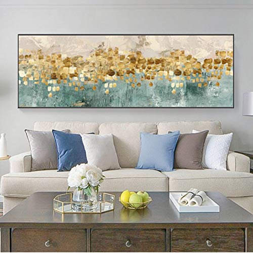 Rumlly Moderne abstrakte Kunst Malerei auf Leinwand Poster und Drucke Wandkunst Golden Money Beach Bilder für Wohnzimmer Home Decor 50x150cm Rahmenlos von Rumlly