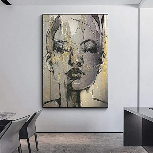 Rumlly Sexy Women Face Golden Figure Posters Canvas Painting Wall Art Pictures Posters and Prints Wall Decoration for Living Room 70x100cm No Frame von Rumlly