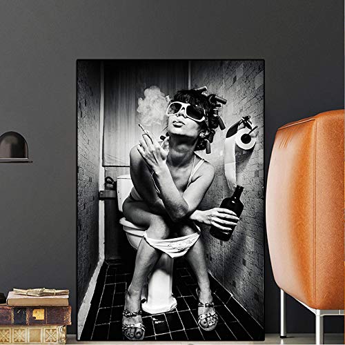 Sexy Schönheit Schwarz Weiß Frau Leinwand Malerei Poster und Drucke Skandinavische Wandkunst Bild für Wohnzimmer Toilette Dekor 70x100cm Rahmenlos von Rumlly