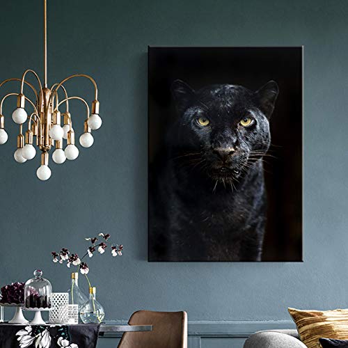 Tiere Kunstdruck Schwarzer Panther Wandkunst Leinwand Malerei Nordische Poster Und Drucke Bilder Für Wohnzimmer Wohnkultur 20x30 cm Rahmenlos von Rumlly