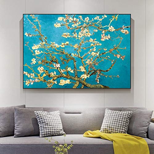 Van Gogh Mandelblüte Leinwand Gemälde Impressionistische Blumen Wandkunst Poster und Drucke Leinwandbild für Wohnzimmer 60x90cm rahmenlos von Rumlly