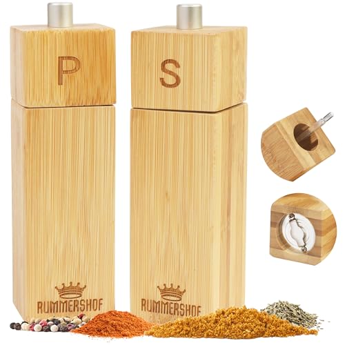 Holz Salz und Pfeffermühle Set aus Bambus Pfefferstreuer: Design Salz Pfeffer Duo mit langlebigem Keramikmahlwerk- Meersalz Mühle + 1 gepflanzter Baum Holz Salz und Pfeffermühle Set aus Bambus Pfefferstreuer: Design Salz Pfeffer Duo mit langlebigem Keramikmahlwerk- Meersalz Mühle + 1 gepflanzter Baum von Rummershof