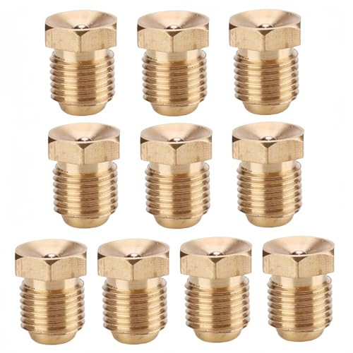 Rummyluck 10 Stück Messing Gerade Schmiernippel M10x1mm Gewinde Abschmiernippel für Motorrad Auto (Trichterkopf) von Rummyluck