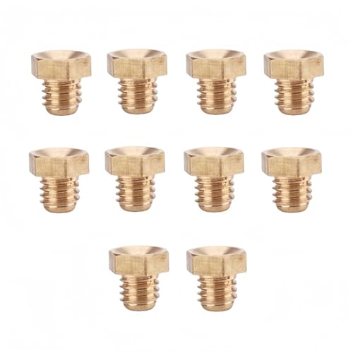 Rummyluck 10 Stück Messing Gerade Schmiernippel M6x1mm Gewinde Abschmiernippel für Motorrad Auto (Trichterkopf) von Rummyluck