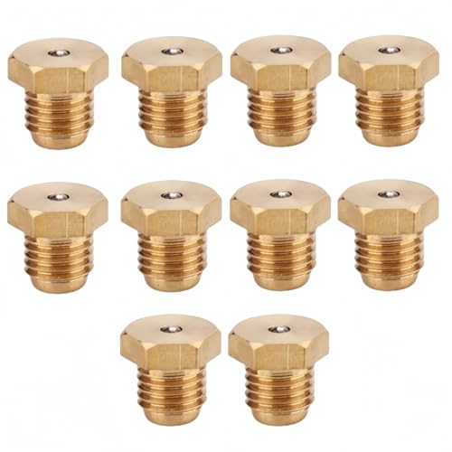 Rummyluck 10 Stück Messing Gerade Schmiernippel M8x1mm Gewinde Abschmiernippel für Motorrad Auto (Flachkopf) von Rummyluck