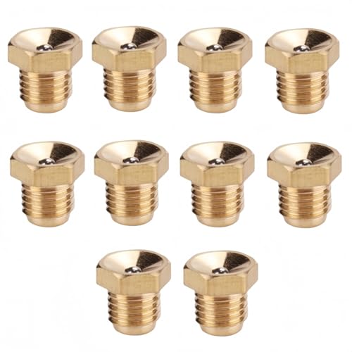 Rummyluck 10 Stück Messing Gerade Schmiernippel M8x1mm Gewinde Abschmiernippel für Motorrad Auto (Trichterkopf) von Rummyluck