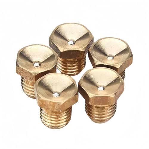 Rummyluck 5 Stück Messing Gerade Schmiernippel M14x1,5mm Gewinde Abschmiernippel für Motorrad Auto (Trichterkopf) von Rummyluck