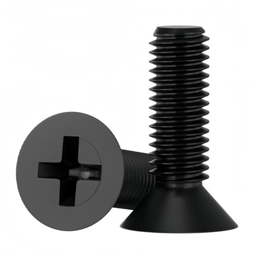 Rummyluck Schwarz Kunststoffschrauben Nylon Kreuzschlitz Senkkopfschrauben M4x20mm (50 Stück) von Rummyluck