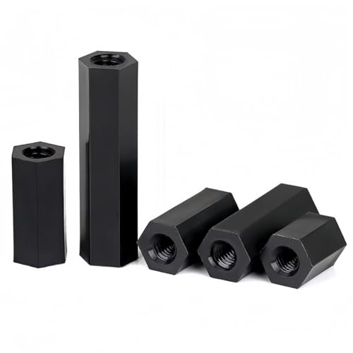 Rummyluck Schwarz Nylon Weiblich Gewinde Sechskant Abstandshalter Hex Distanzhülsen Muttern M2x15mm (30 Stück) von Rummyluck