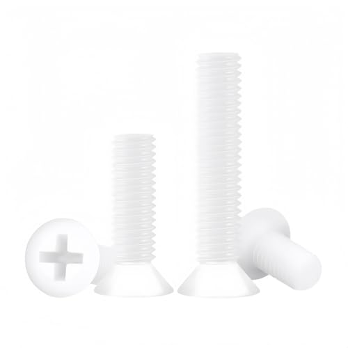 Rummyluck Weiß Kunststoffschrauben Nylon Kreuzschlitz Senkkopfschrauben M4x16mm (100 Stück) von Rummyluck