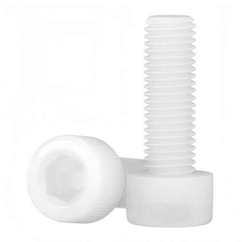 Rummyluck Weiß Nylon Innensechskant Zylinderschrauben Kunststoffschrauben M12x30mm (8 Stück) von Rummyluck