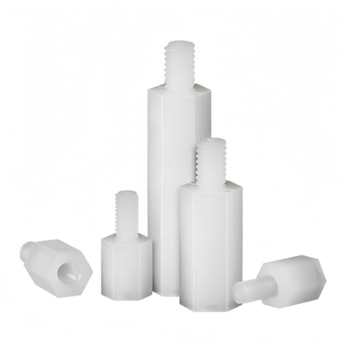 Rummyluck Weiß Nylon Männlich Weiblich Sechskant-Abstandshalter Abstandsbolzen M3x7+6mm (100 Stück) von Rummyluck