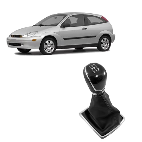 Rumplex Schaltknauf 5 Gang Schaltknüppel Schaltsack Schaltmanschette Schalthebel Abdeckung Schwarz Manuell PU Leder Kompatibel mit Ford Focus 2 II 2004-2012 von Rumplex