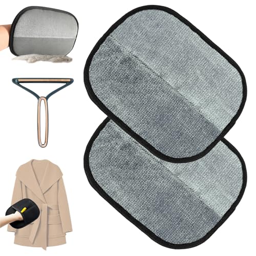 2 Stück tierhaarentferner handschuh, handschuh zur entfernung von tierhaaren, Double-Sided Pet Grooming Gloves, Mit 1 Stück Tierhaarentferner, Statischen Entfernung von Tierhaaren, Wiederverwendbar von Rumsfel