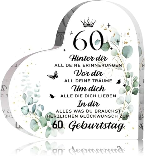 Geschenk 60 Geburtstag Frau Mann Geburtstagsgeschenk zum 60 Geburtstag Herz mit Wunschtext Geburtstagsgeschenk für Vater Mutter Mitarbeiter Freund 60 Geburtstag Geschenkideen (Geschenk 60 Geburtstag) von RunFar shop