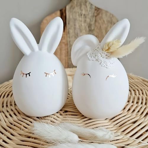 2stk Ostern Silikonform 3D Kaninchen Silikonform Osterei Osterhase Kerzenformen Seifenform Ei Silikon Backform Ostereiform für DIY Tortendeko, Schokolade, Seife, Sojawachs Kerzen, Ostergeschenke von RunFar shop