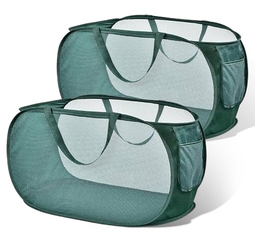 Pop Up Wäschekorb Faltbarer Wäschekorb 2 Stk(36 * 36 * 58 Cm) Wäschetonne Wäschekorb klappbar mit Griff laundry basket Aufbewahrungskorb für Kinderzimmer Camping Und Reisen (2stk grün) von RunFar shop
