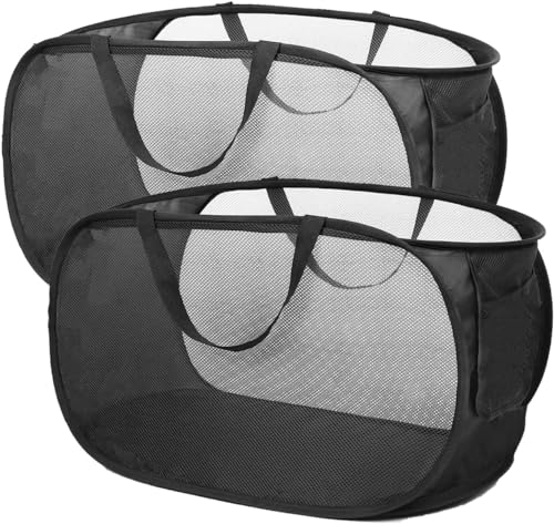 Pop Up Wäschekorb Faltbarer Wäschekorb 2 Stk(36 * 36 * 58 Cm) Wäschetonne Wäschekorb klappbar mit Griff laundry basket Aufbewahrungskorb für Kinderzimmer Camping Und Reisen (2stk schwarz) von RunFar shop