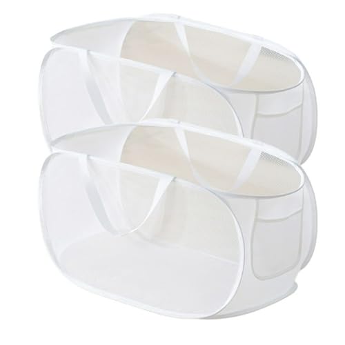Pop Up Wäschekorb Faltbarer Wäschekorb 2 Stk(36 * 36 * 58 Cm) Wäschetonne Wäschekorb klappbar mit Griff laundry basket Aufbewahrungskorb für Kinderzimmer Camping Und Reisen (2stk weiß) von RunFar shop