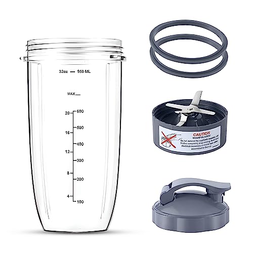 Ersatzbecher für den Nutribullet-Becher mit einem tragbaren Deckel – Premium-Extraktorklingenersatz für den Nutribullet-Mixer und 2 Deckelringe, die mit Nutribullet-Zubehör kompatibel sind. von RunRep