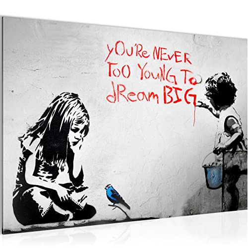 Runa Art Bild Dream Big Modern Wandbilder Loft Wohnzimmer 1 Teilig - Made In Germany - Street Art Grau Rot Flur 040615a von Runa Art
