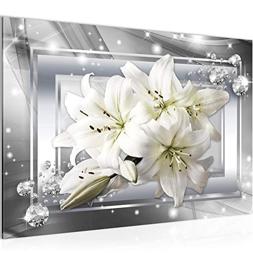 Runa Art Bild Blumen Lilien Modern Wandbilder Wohnzimmer 1 Teilig - Made In Germany - Abstrakt Grau Beige Flur 021715c von Runa Art