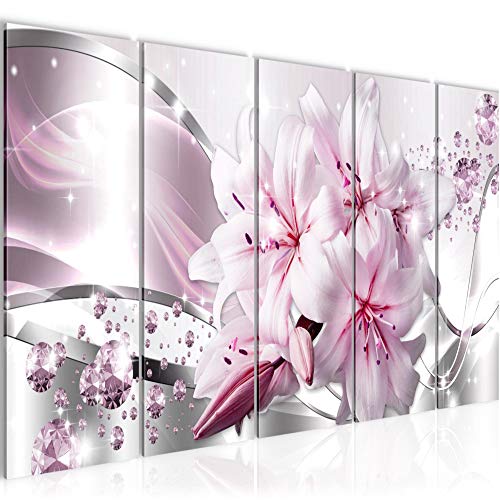 Runa Art Bild Blumen Lilien Wandbilder auf Vlies Leinwand 5 Teilig Wanddekoration Wohnzimmer Schlafzimmer 021856c von Runa Art