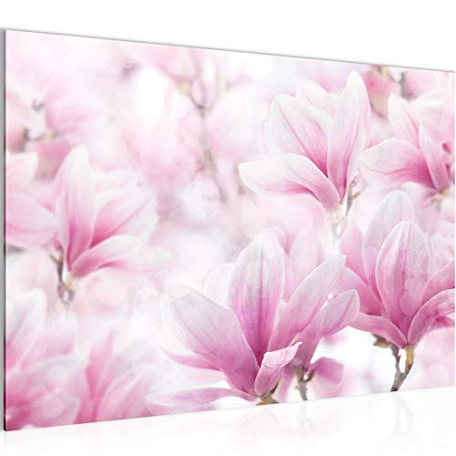 Runa Art Bild Blumen Magnolien Modern Wandbilder Wohnzimmer 1 Teilig - Made In Germany - Blumenmotiv Rosa Weiss Flur 033315b von Runa Art