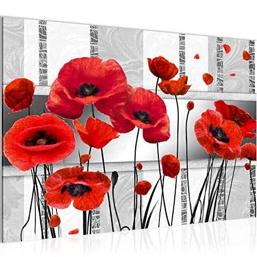 Runa Art Bild Blumen Mohnblumen Modern Wandbilder Wohnzimmer 1 Teilig - Made In Germany - Abstrakt Rot Grau Flur 205815b von Runa Art
