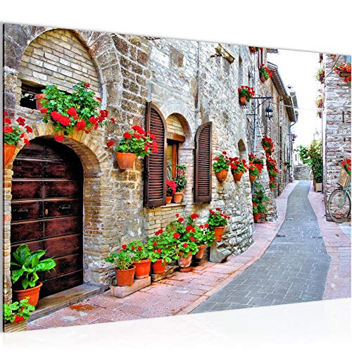 Runa Art Bild Blumen Toskana Modern Wandbilder Wohnzimmer 1 Teilig - Made In Germany - Italienische Gasse Ziegel Flur 607715c von Runa Art