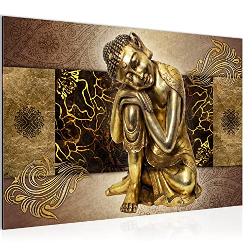 Runa Art Bild Buddha Zen Modern Wandbilder Wohnzimmer Schlafzimmer 1 Teilig - Made In Germany - Feng Shui Gold Flur 041315a von Runa Art