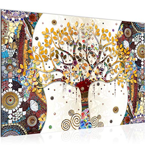 Runa Art Bild Modern Wandbilder Wohnzimmer Schlafzimmer 1 Teilig - Made In Germany - Gustav Klimt - Baum des Lebens Bunt Flur 004615a von Runa Art