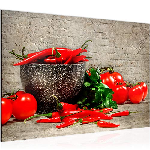 Runa Art Bild Küche - Gemüse Modern Wandbilder Esszimmer Küchenbilder 1 Teilig - Made In Germany - Ziegel Braun Rot Flur 005815a von Runa Art