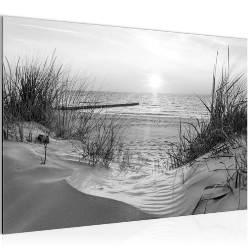 Runa Art Bild Strand Sonnenuntergang Modern Wandbilder Schlafzimmer Wohnzimmer 1 Teilig - Made In Germany - Meer Natur Schwarz Weiss Flur 041715c von Runa Art