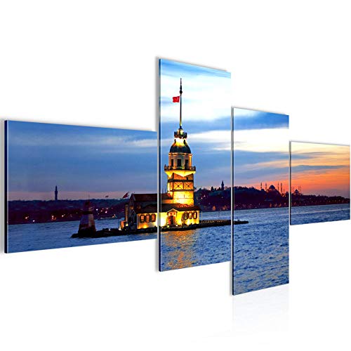 Runa Art Bild XXL 4 Teilig Istanbul Türkei 200 x 100 cm Kunstdruck auf Vlies Leinwand Wanddeko Wohnzimmer Schlafzimmer 604141a von Runa Art