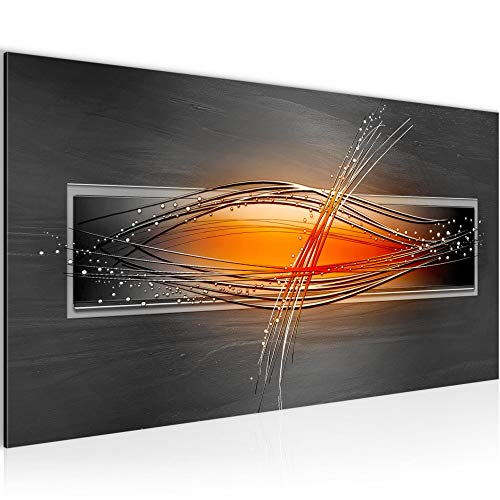 Runa Art Wandbild Abstrakt 1 Teilig 100 x 40 cm Modern Bild auf Vlies Leinwand Wohnzimmer Schlafzimmer Grau Orange Schwarz 103312a von Runa Art