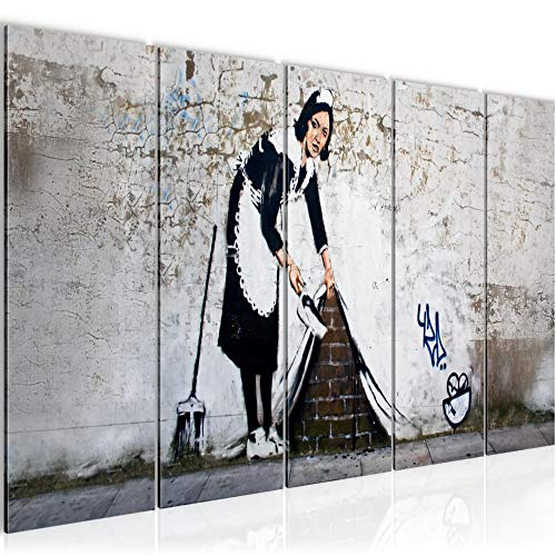 Runa Art Wandbild XXL Maid Banksy Loft Wohnzimmer 200 x 80 cm Braun 5 Teilig - Made in Germany - 301755a von Runa Art