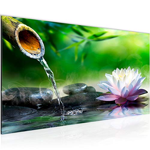 Runa Art Wandbild Blumen Lotus 1 Teilig 100 x 40 cm Modern Bild auf Vlies Leinwand Feng Shui Wohnzimmer Bunt 612612a von Runa Art