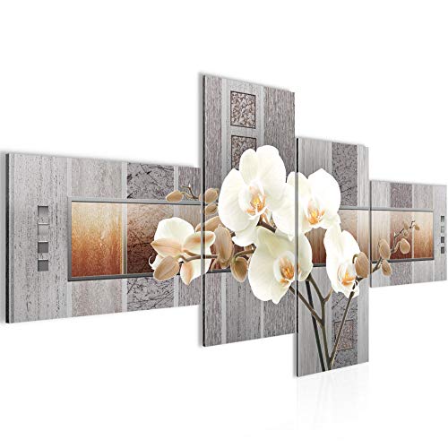 Runa Art Bild XXL 4 Teilig Blumen Orchidee 200 x 100 cm Kunstdruck auf Vlies Leinwand Wanddeko Wohnzimmer Schlafzimmer 204641a von Runa Art