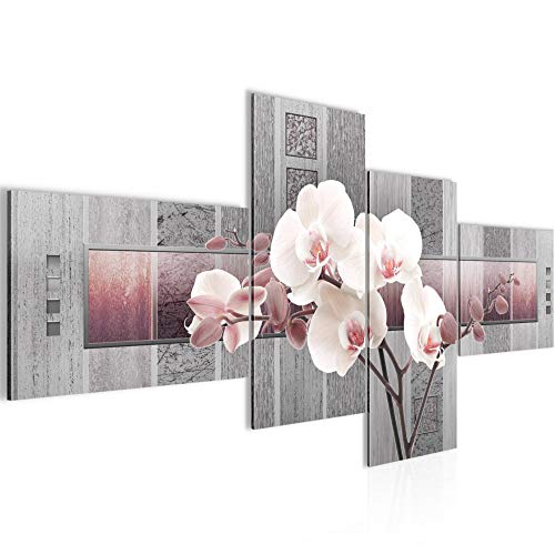 Runa Art Bild XXL 4 Teilig Blumen Orchidee 200 x 100 cm Kunstdruck auf Vlies Leinwand Wanddeko Wohnzimmer Schlafzimmer 204641c von Runa Art