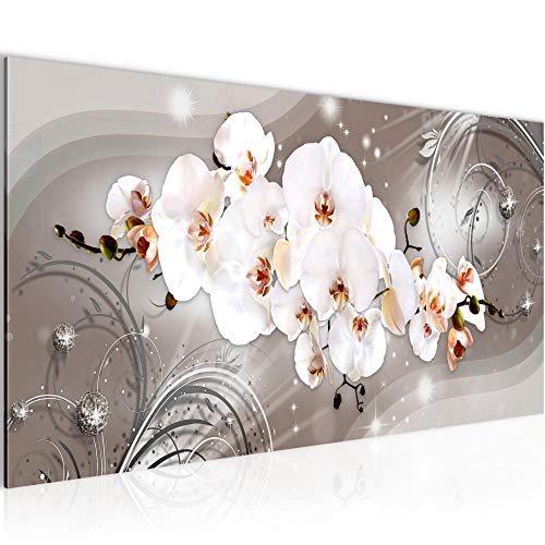 Runa Art Wandbild Blumen Orchidee 1 Teilig 100 x 40 cm Modern Bild auf Vlies Leinwand Abstrakt Wohnzimmer Beige Braun 006212b von Runa Art