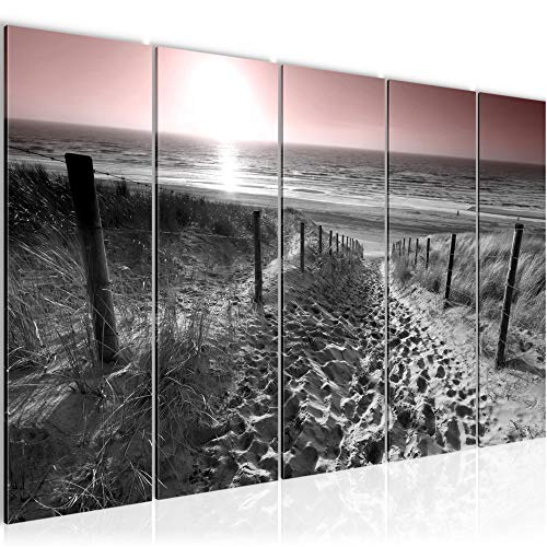 Runa Art Bild Strand Sonnenuntergang Wandbilder auf Vlies Leinwand 5 Teilig Wanddekoration Schlafzimmer Wohnzimmer 018456b von Runa Art