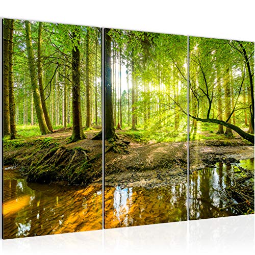 Runa Art Wandbilder Wald Landschaft Bild XXL Schlafzimmer Wohnzimmer Grün Natur 120 x 80 cm 3 Teilig 611731a von Runa Art