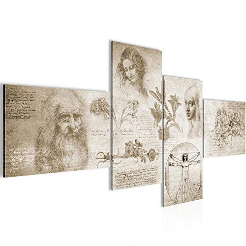 Runa Art Bild XXL 4 Teilig Leonardo Da Vinci 200 x 100 cm Kunstdruck auf Vlies Leinwand Wanddeko Wohnzimmer Schlafzimmer 700441a von Runa Art