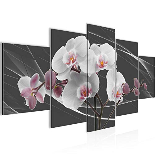 Runa Art Bild Wohnzimmer Schlafzimmer Blumen Orchidee 5 Teilig Abstrakt Rosa Grau Wandbilder auf Vlies Leinwand 202953c von Runa Art