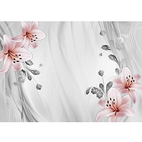 Runa Art Fototapeten 396 x 280 cm Blumen Lilien - Vlies Wanddekoration Wohnzimmer Schlafzimmer - Deutsche Manufaktur - Grau Rosa 9333012c von Runa Art