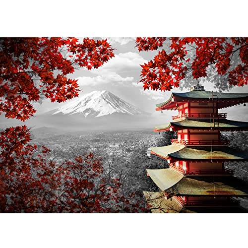 Runa Art Fototapete Japan 352 x 250 cm Vlies Tapeten XXL Moderne Wandtapete Wohnzimmer Schlafzimmer Grau Rot 9242011a von Runa Art